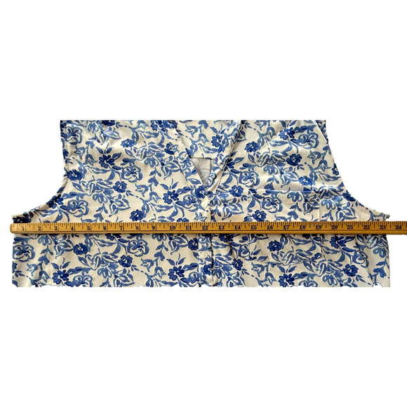 Women's 2X Sleeveless Top Blue Floral Split V Neck Henley by Blue Mood - Picture 8 of 8